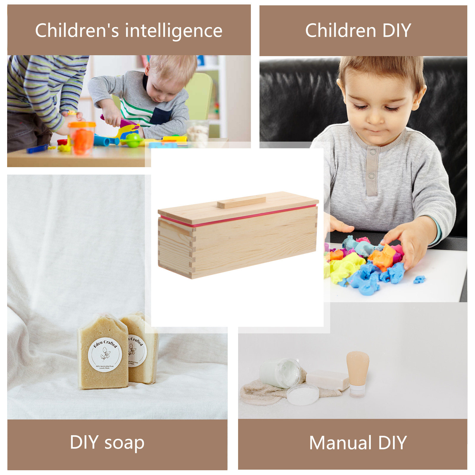 Quality Soap Making Kit - Caja de madera natural para moldear